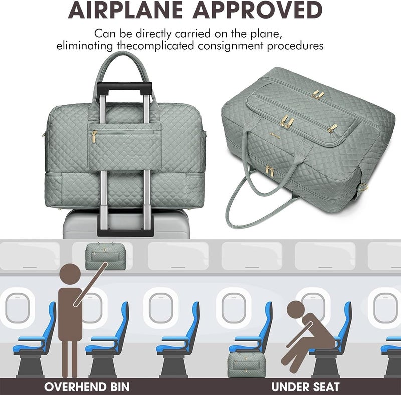 LUOCIP Large Women Travel Duffle Bag, Weekender Bags for Women with Shoe Compartment, Carry on Overnight Bag with Toiletry Bag, Gym Duffel Bag with Wet Pocket, Hospital Bags for Labor and Delivery 3 PCS Set - Image 5